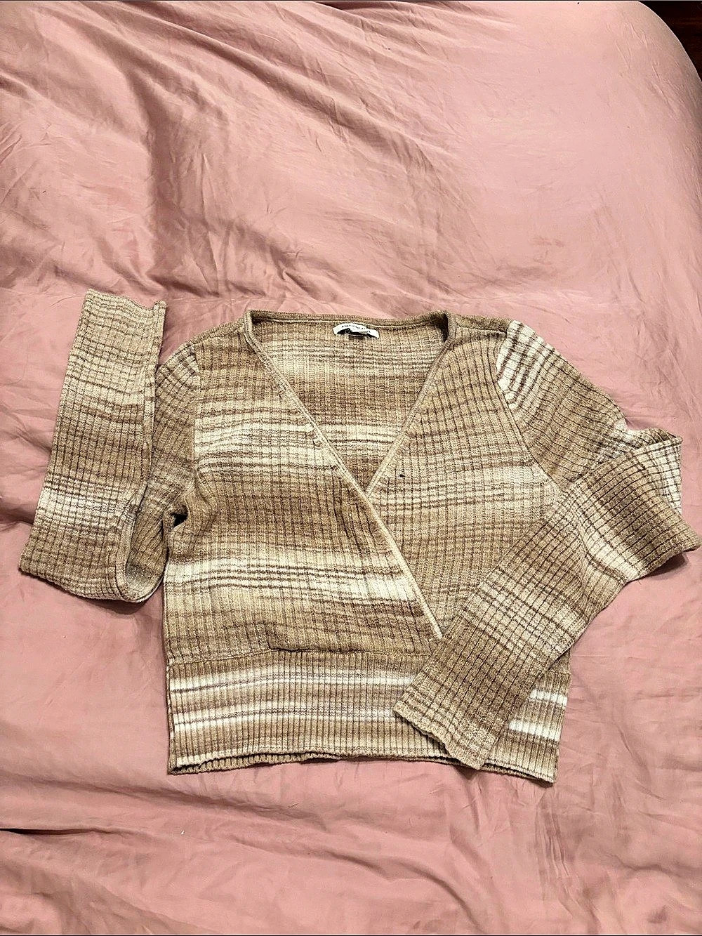 American Eagle Plaid Cardigan Brown & Beige Size Large